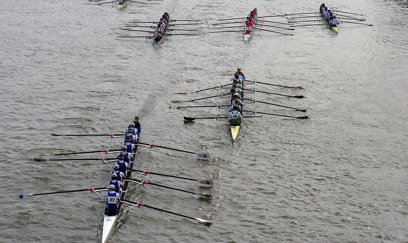 rowers race on the thames in london