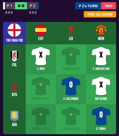 Tiki Taka Toe Football Turns