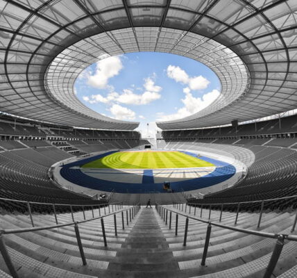 panoramic view large football stadium