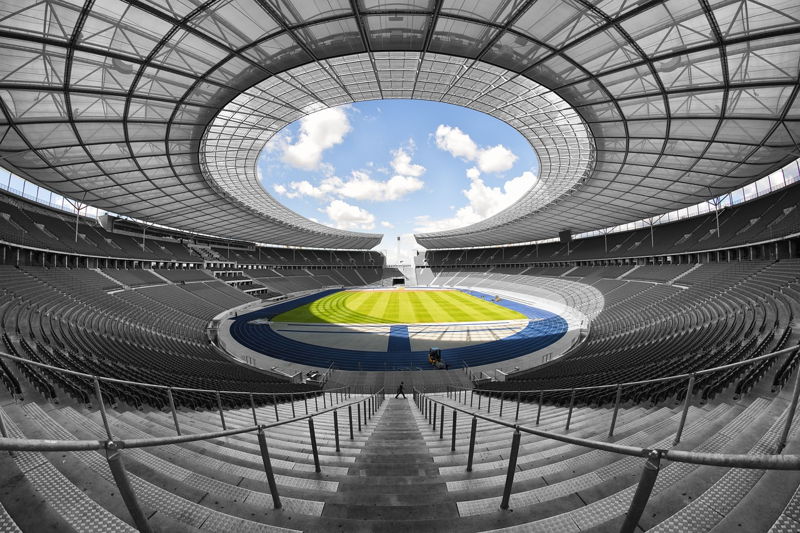 panoramic view large football stadium
