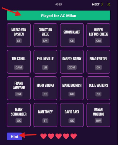 Football Connections Hint