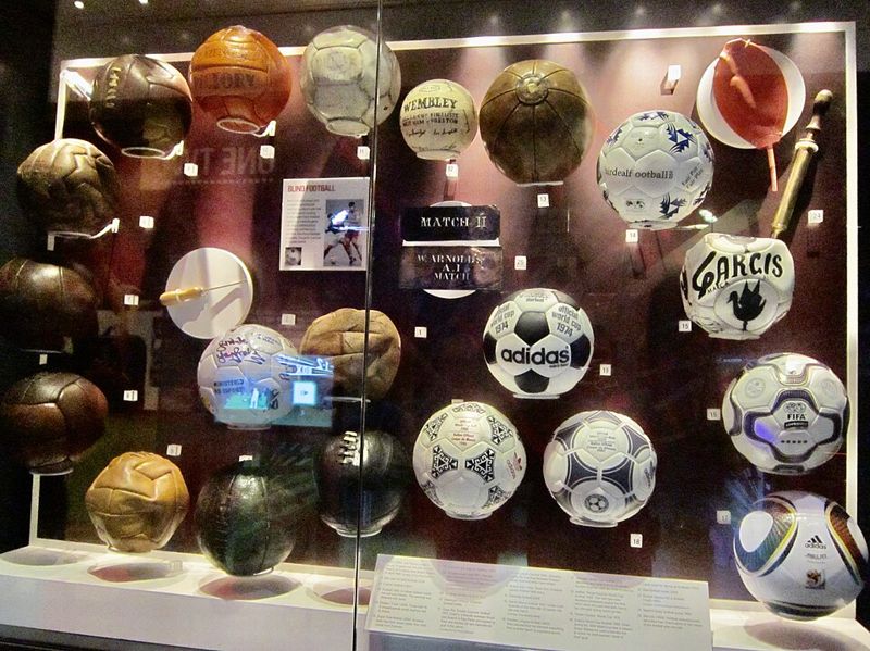 National Football Museum Manchester balls on display